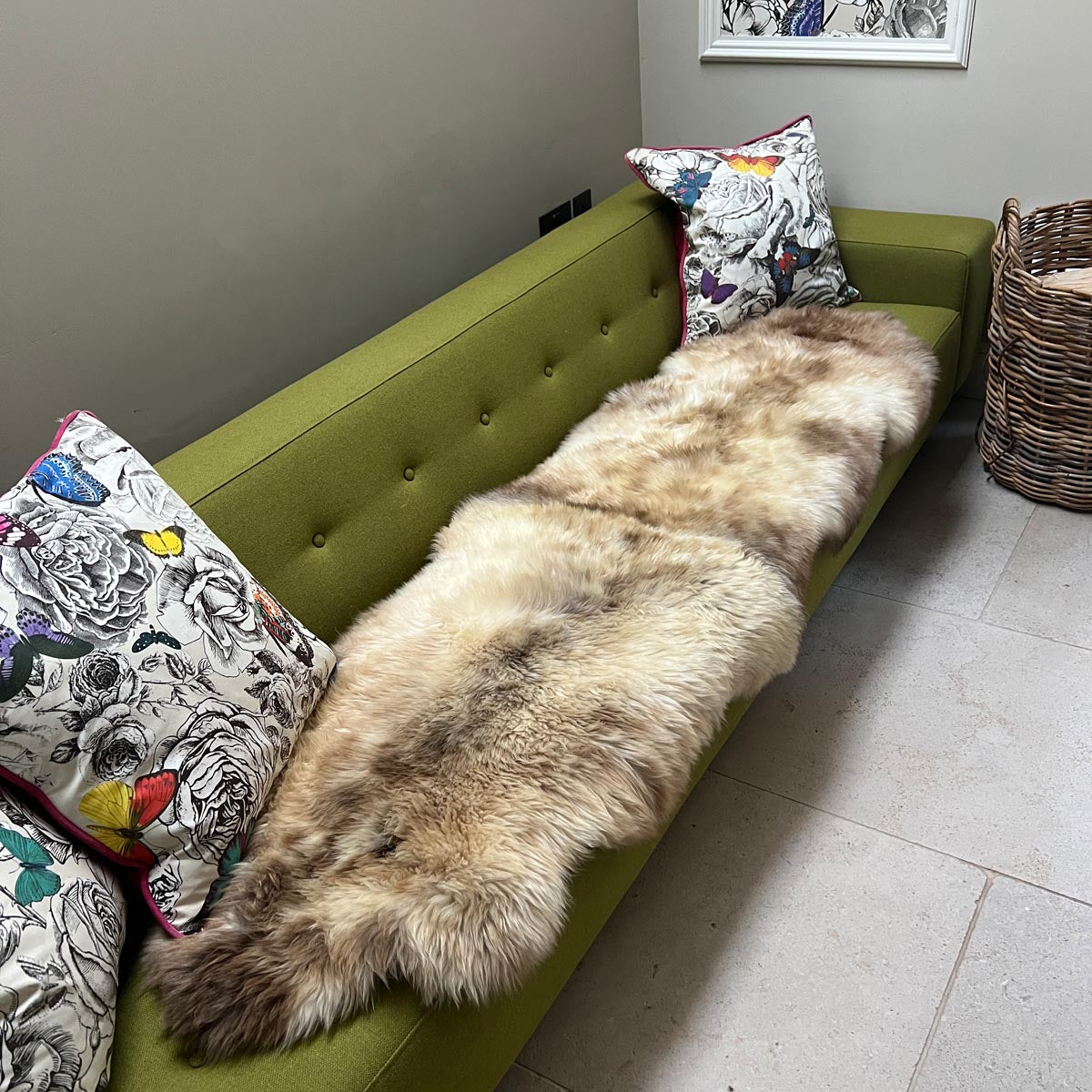 Rare Breed Champagne Mix British Sheepskin Fur Rug 100% Natural White Runner | Double Back to Back