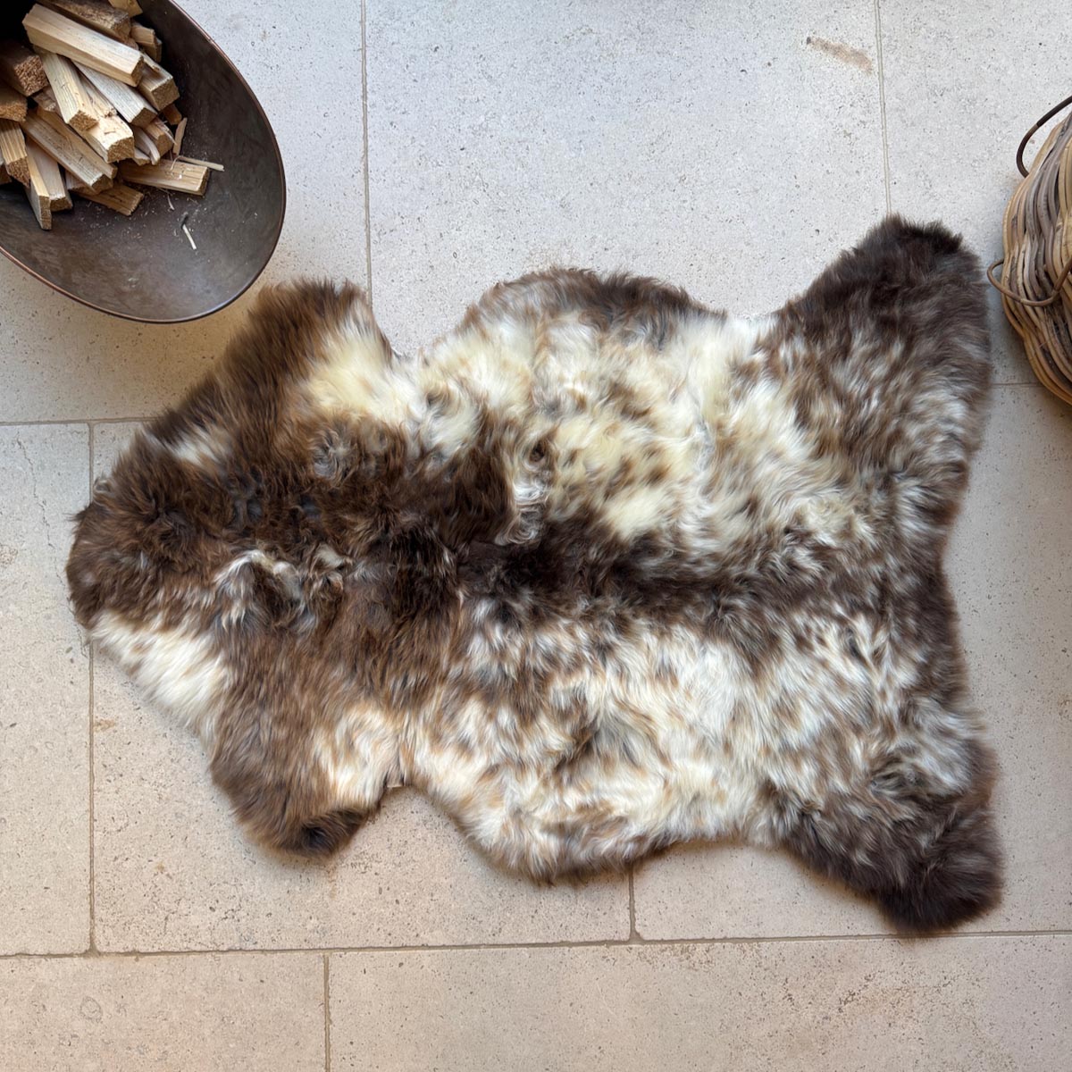Large Rare Breed British Sheepskin – Dark Cocoa & Almond Marble