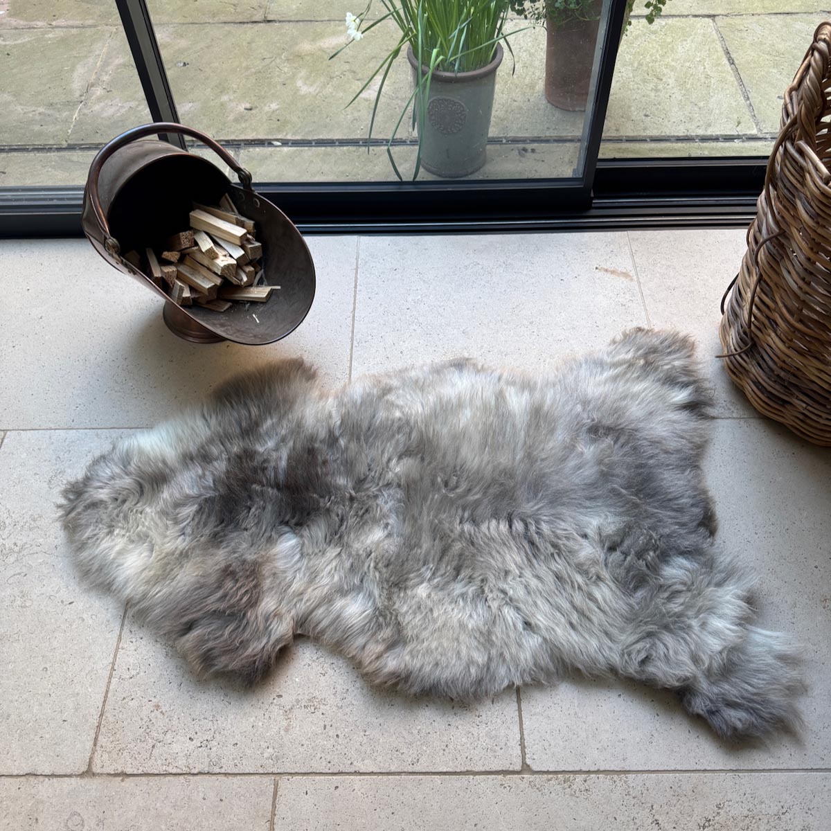 Large Rare Breed British Sheepskin – Frosted Steel Mist