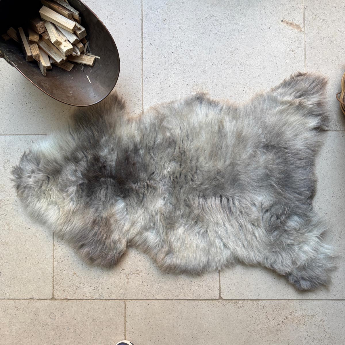 Large Rare Breed British Sheepskin – Frosted Steel Mist