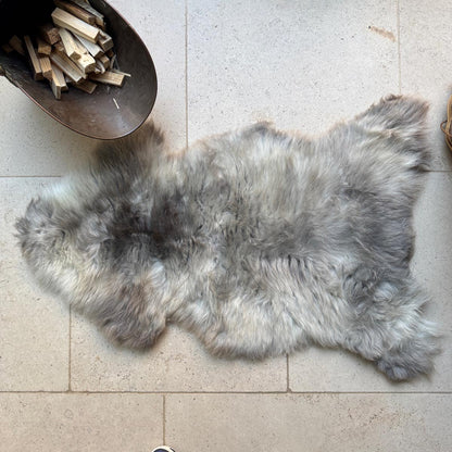 Large Rare Breed British Sheepskin – Frosted Steel Mist