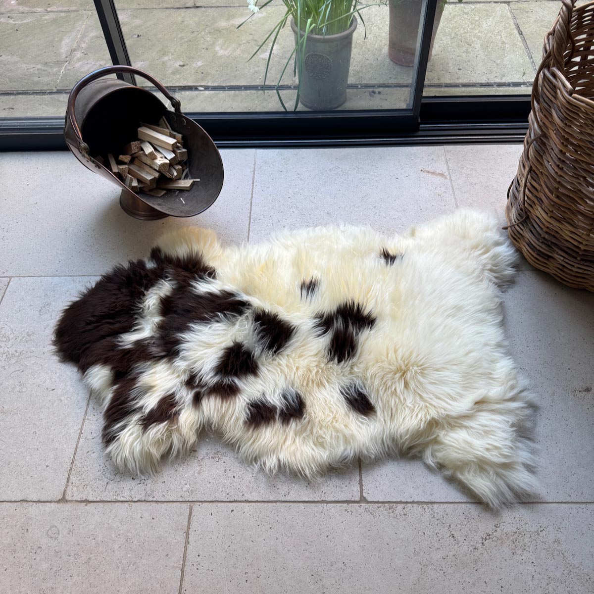 Large Rare Breed British Sheepskin – Speckled Mocha & Cream