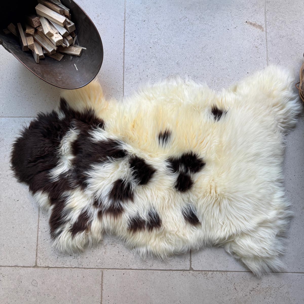 Large Rare Breed British Sheepskin – Speckled Mocha & Cream