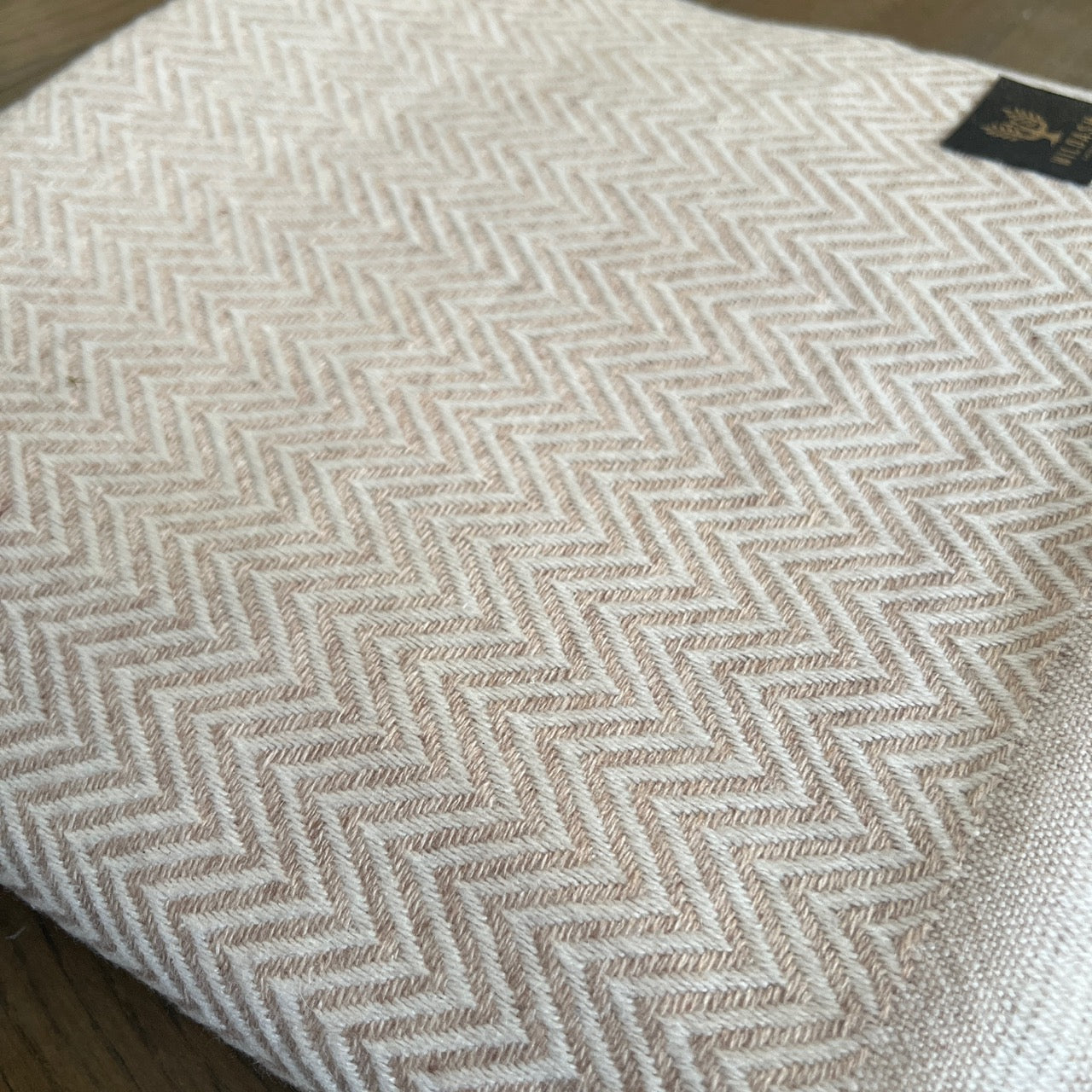 100% Cashmere Throw Latté Light Honey Gold Chevron | 125cm x 250cm