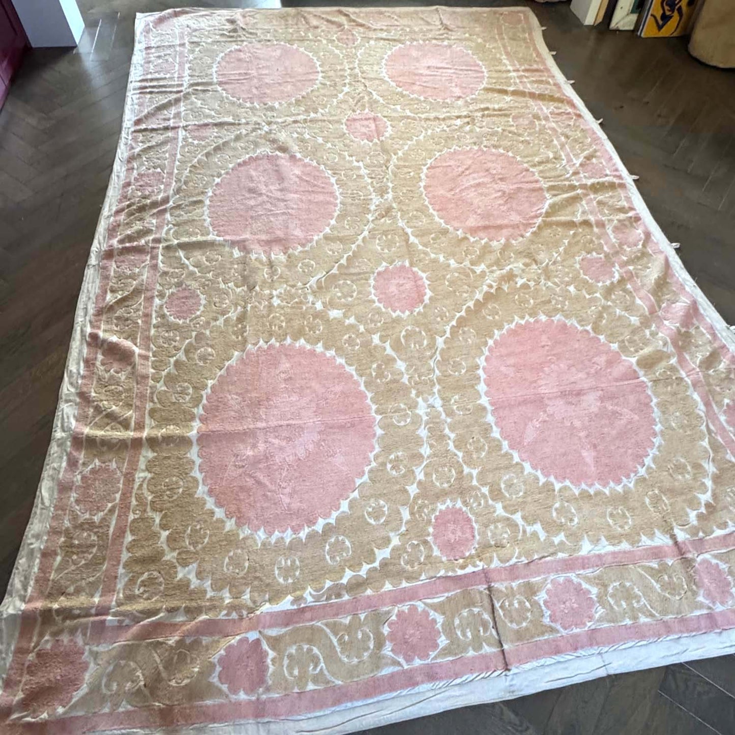 Ouzbeki Suzani Mur textile brodé à la main suspendu | Décoration intérieure | Coureur | 100 cm x 100 cm SUZ220518017