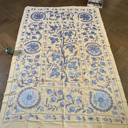 Ouzbeki Suzani Mur textile brodé à la main suspendu | Décoration intérieure | Coureur | 100 cm x 100 cm SUZ220518017