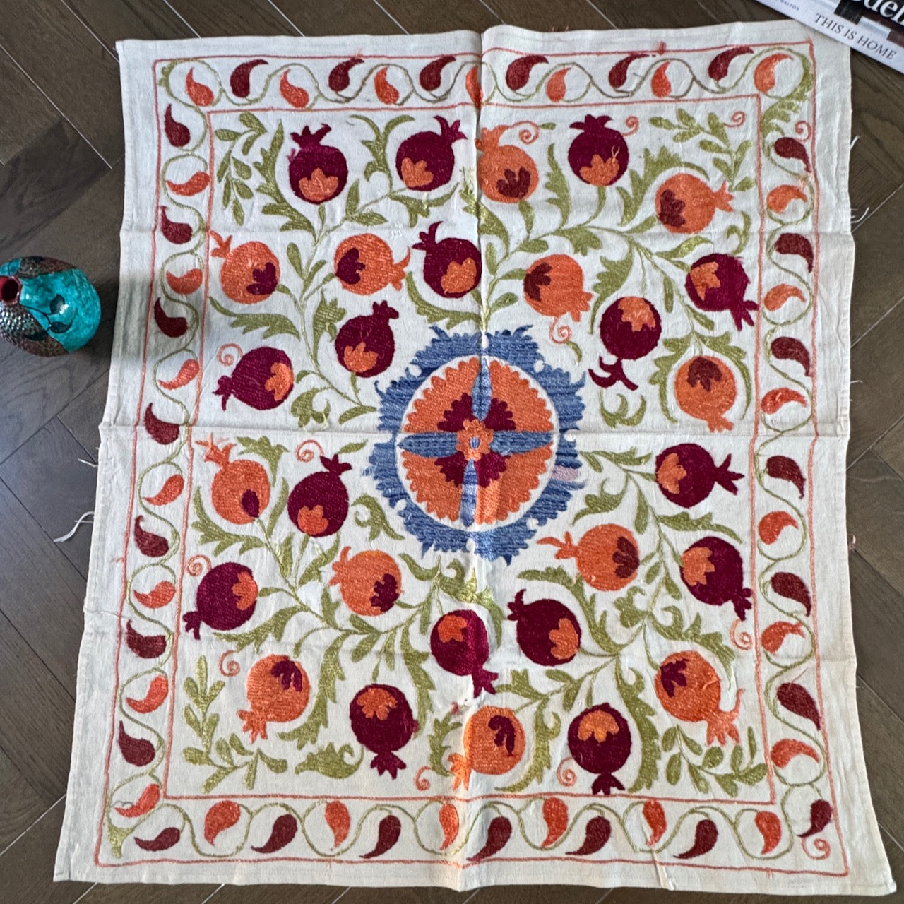 Ouzbeki Suzani Mur textile brodé à la main suspendu | Décoration intérieure | Coureur | 100 cm x 100 cm SUZ220518017