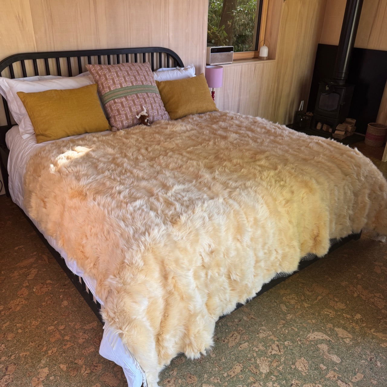 Buttercream Toscana Shearling Throw | Sheepskin Blanket | Rug | 170cm x 240cm