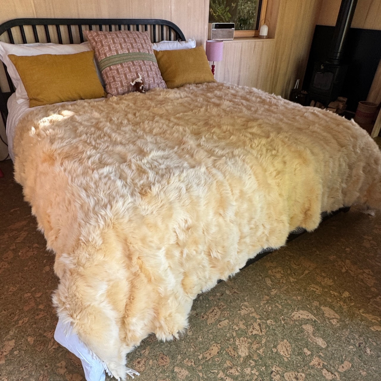 Buttercream Toscana Shearling Throw | Sheepskin Blanket | Rug | 170cm x 240cm