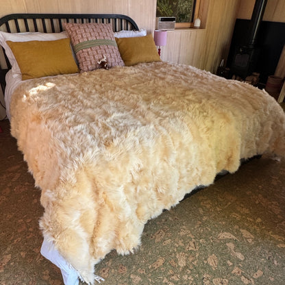 Buttercream Toscana Shearling Throw | Sheepskin Blanket | Rug | 170cm x 240cm