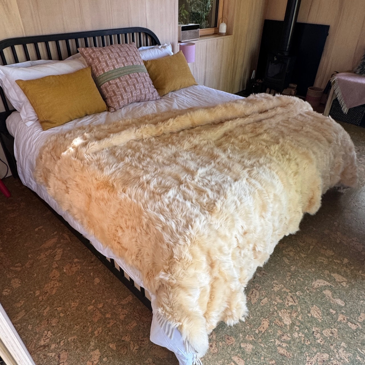 Buttercream Toscana Shearling Throw | Sheepskin Blanket | Rug | 170cm x 240cm