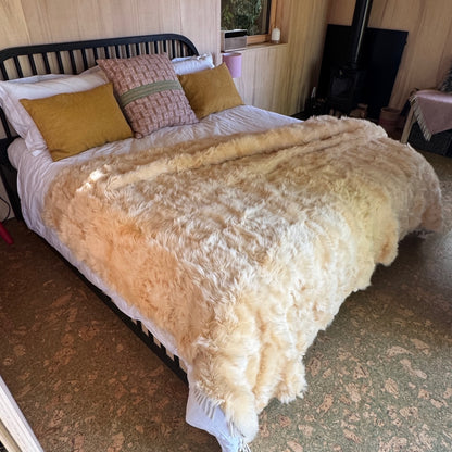 Buttercream Toscana Shearling Throw | Sheepskin Blanket | Rug | 170cm x 240cm