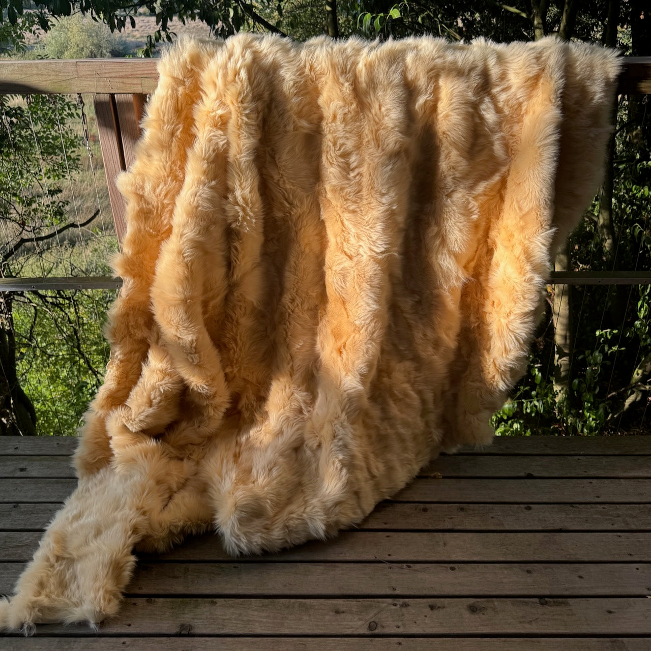 Buttercream Toscana Shearling Throw | Sheepskin Blanket | Rug | 170cm x 240cm