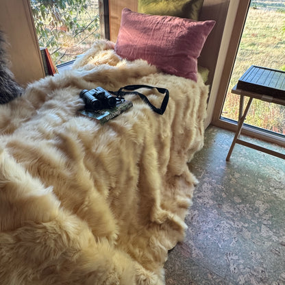 Buttercream Toscana Shearling Throw | Sheepskin Blanket | Rug | 170cm x 240cm