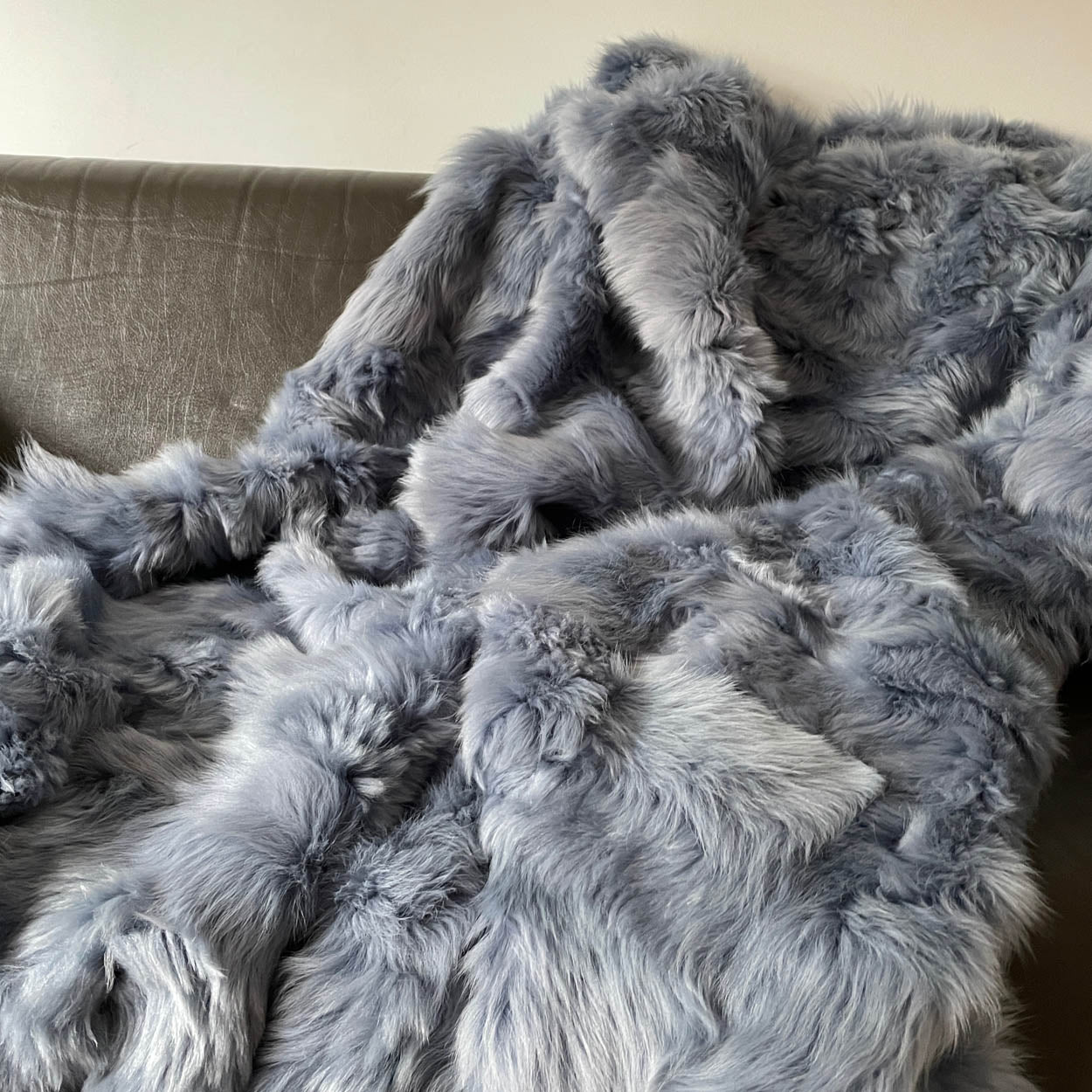 Cornish Blue Toscana Shearling Throw | Rug | Wildash London