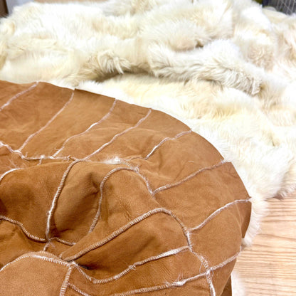 Clotted Cream Toscana Shearling Throw – 170x240cm | Biscuit Suede Back | Natural Sheepskin Blanket or Rug | Sustainable & Luxurious