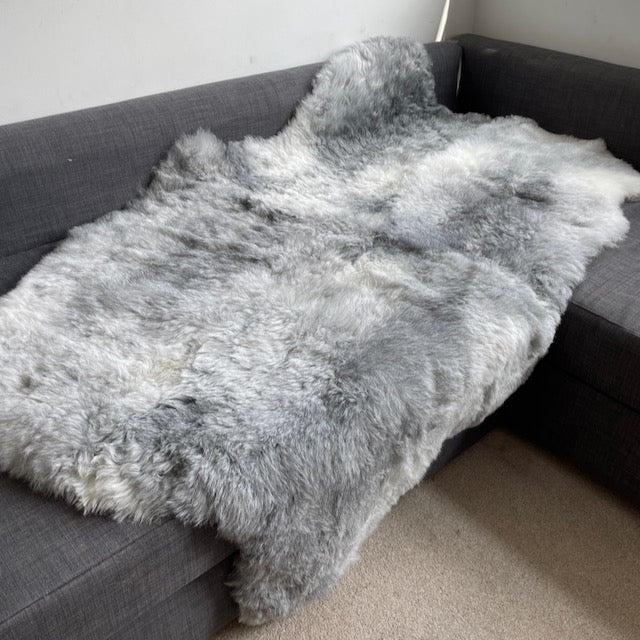 Icelandic Sheepskin Shorn Fur Rug Natural Grey 100% Sheep Skin Throw Quad