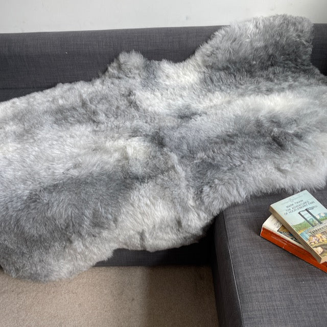 Icelandic Sheepskin Shorn Fur Rug Natural Grey 100% Sheep Skin Throw Quad