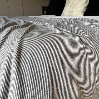 100% Cashmere Blanket | Slate Grey Stripe - 125cm x 250cm