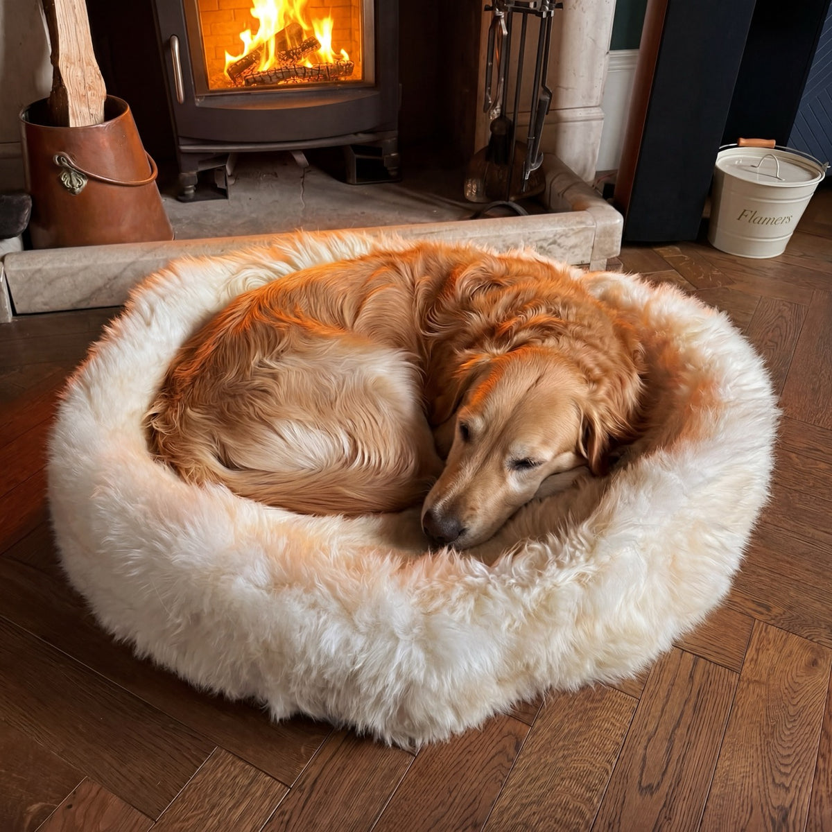 British Sheepskin Round Pet Bed