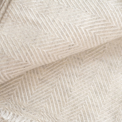 Cashmere blanket light white-grey herringbone
