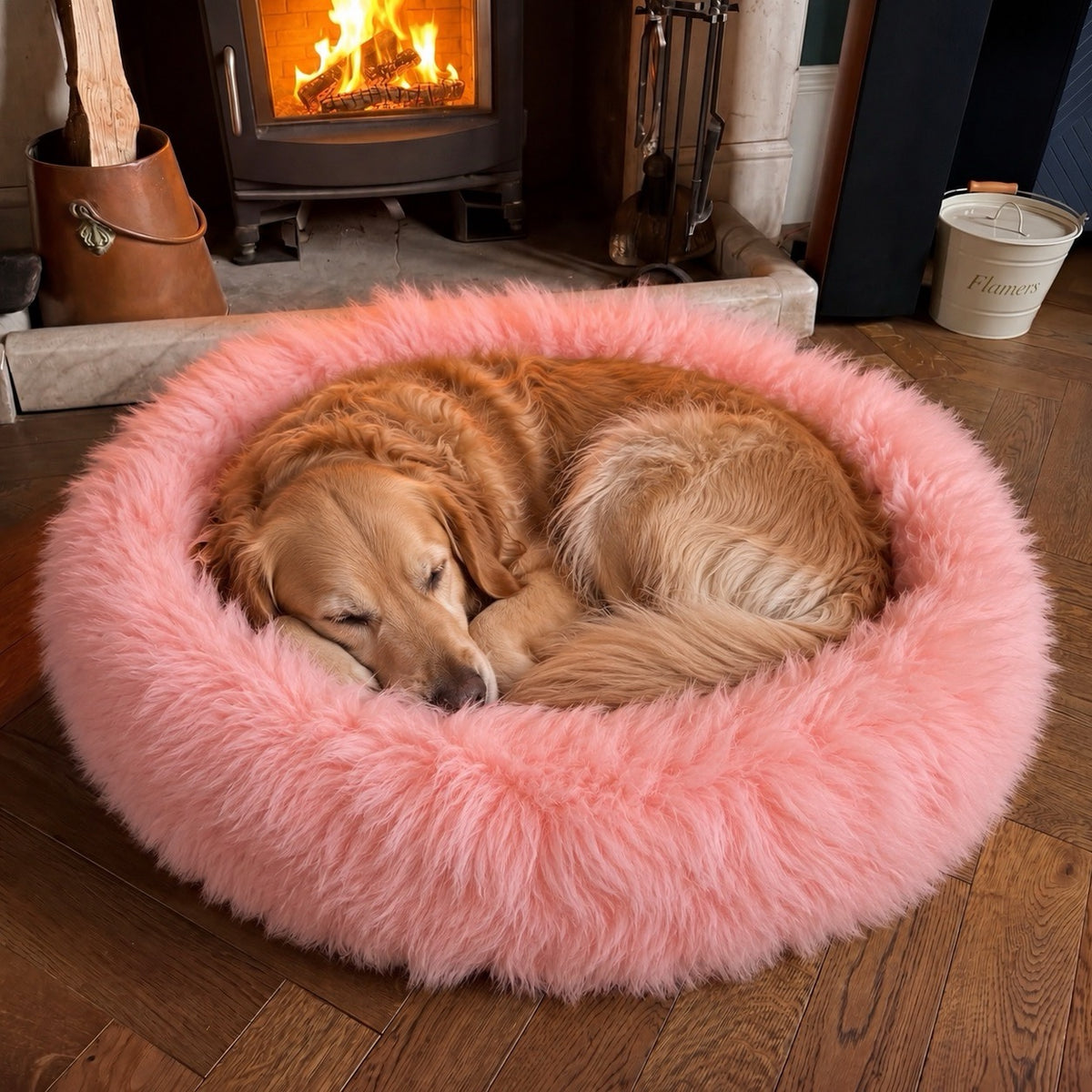 British Sheepskin Round Pet Bed