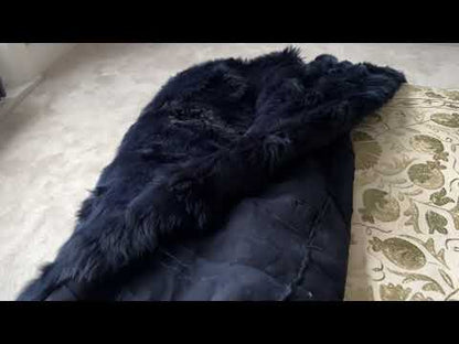 Tuscan Shearling Throw | Fur Blanket | Sheepskin Rug | Midnight Blue