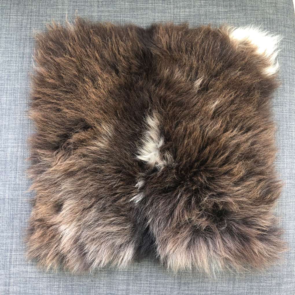 100% British Sheepskin Natural Brown with White Square Seat Pad 37cm - Wildash London