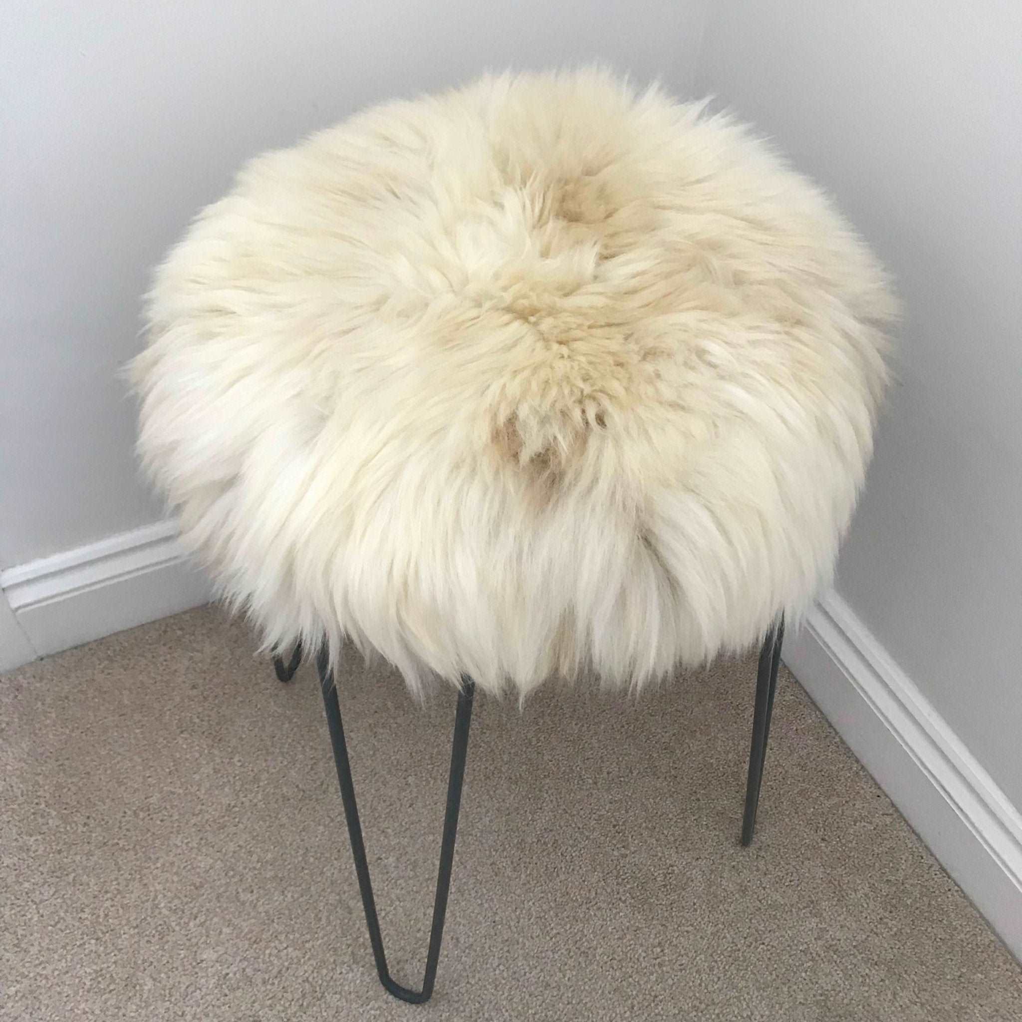 100% Genuine Real Sheepskin Seat Pad British Roundie 35cm Cream / Light Browns - Wildash London