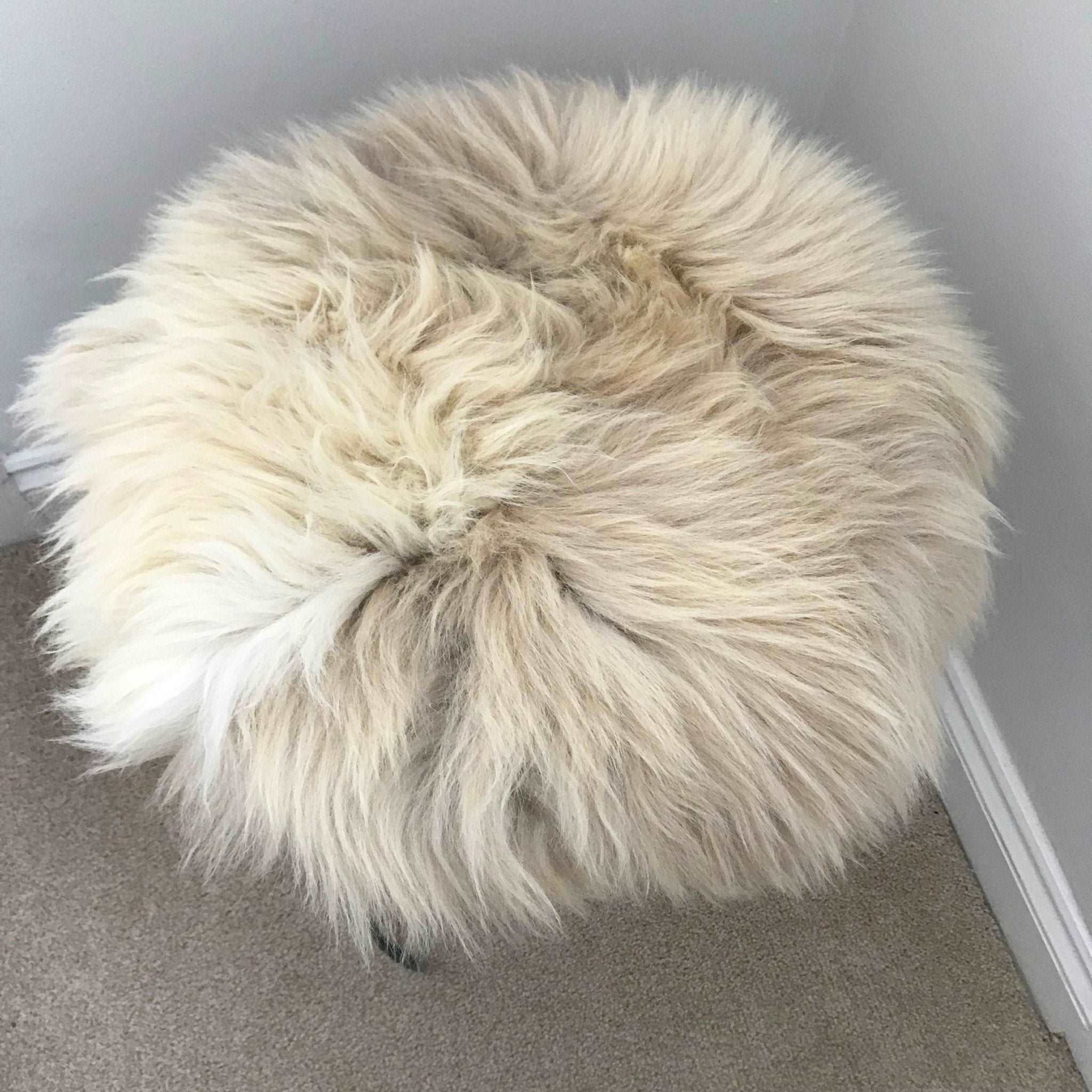 100% Genuine Real Sheepskin Seat Pad British Roundie 35cm Cream / Light Browns - Wildash London