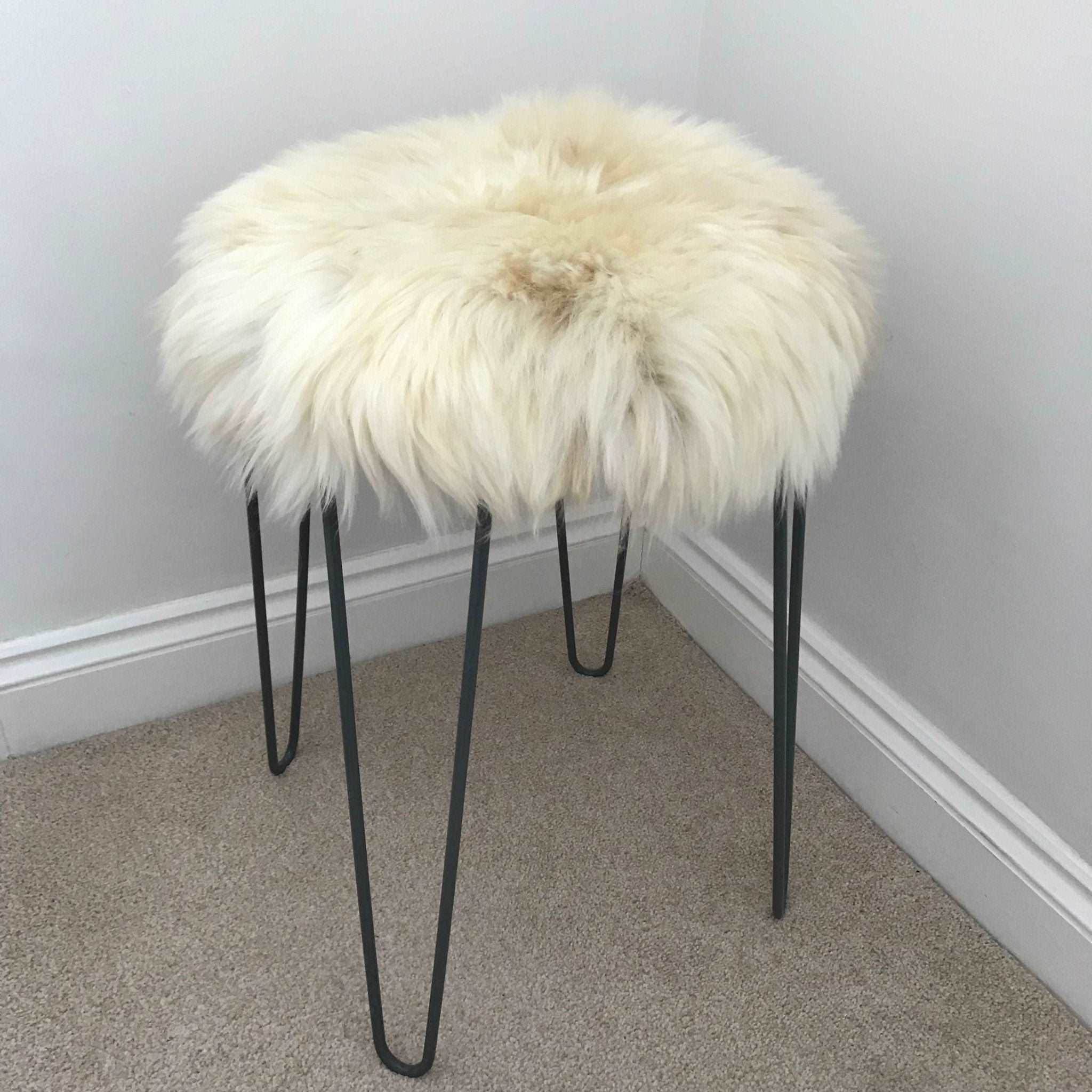 100% Genuine Real Sheepskin Seat Pad British Roundie 35cm Cream / Light Browns - Wildash London