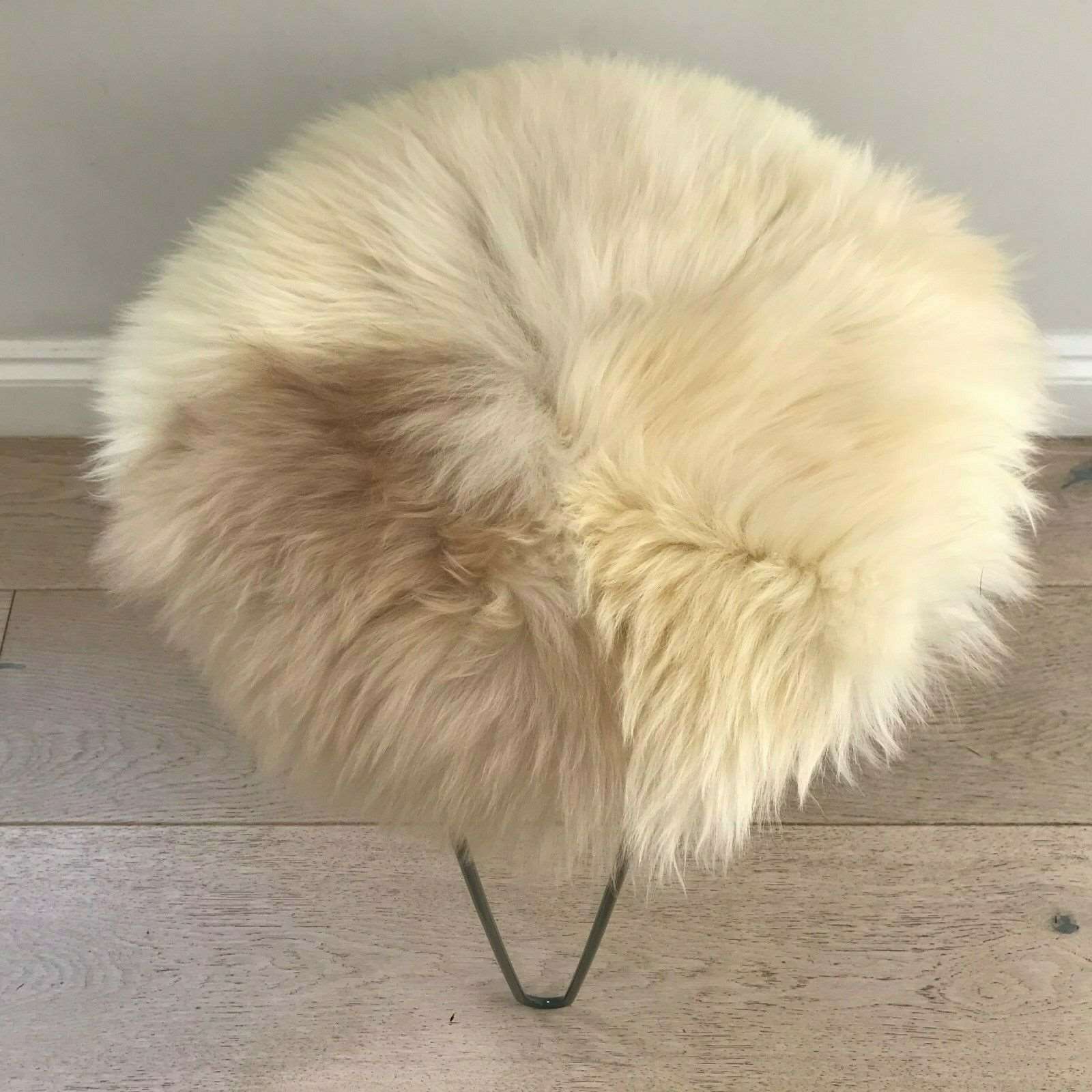 100% Genuine Real Sheepskin Seat Pad British Roundie 35cm Cream / Light Browns - Wildash London