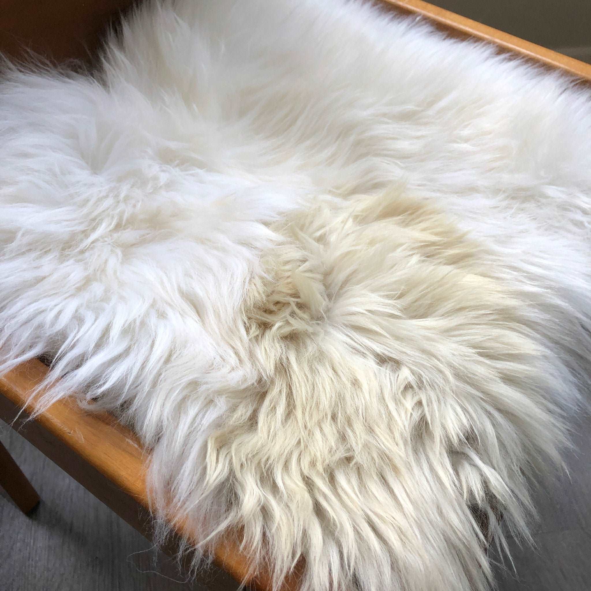 100% Genuine Real Sheepskin Seat Pad British Square 37cm Lights Cream / Browns - Wildash London