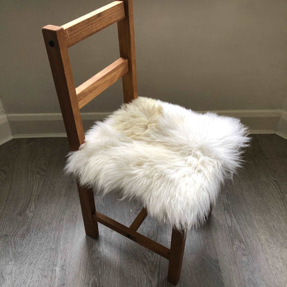 100% Genuine Real Sheepskin Seat Pad British Square 37cm Lights Cream / Browns - Wildash London