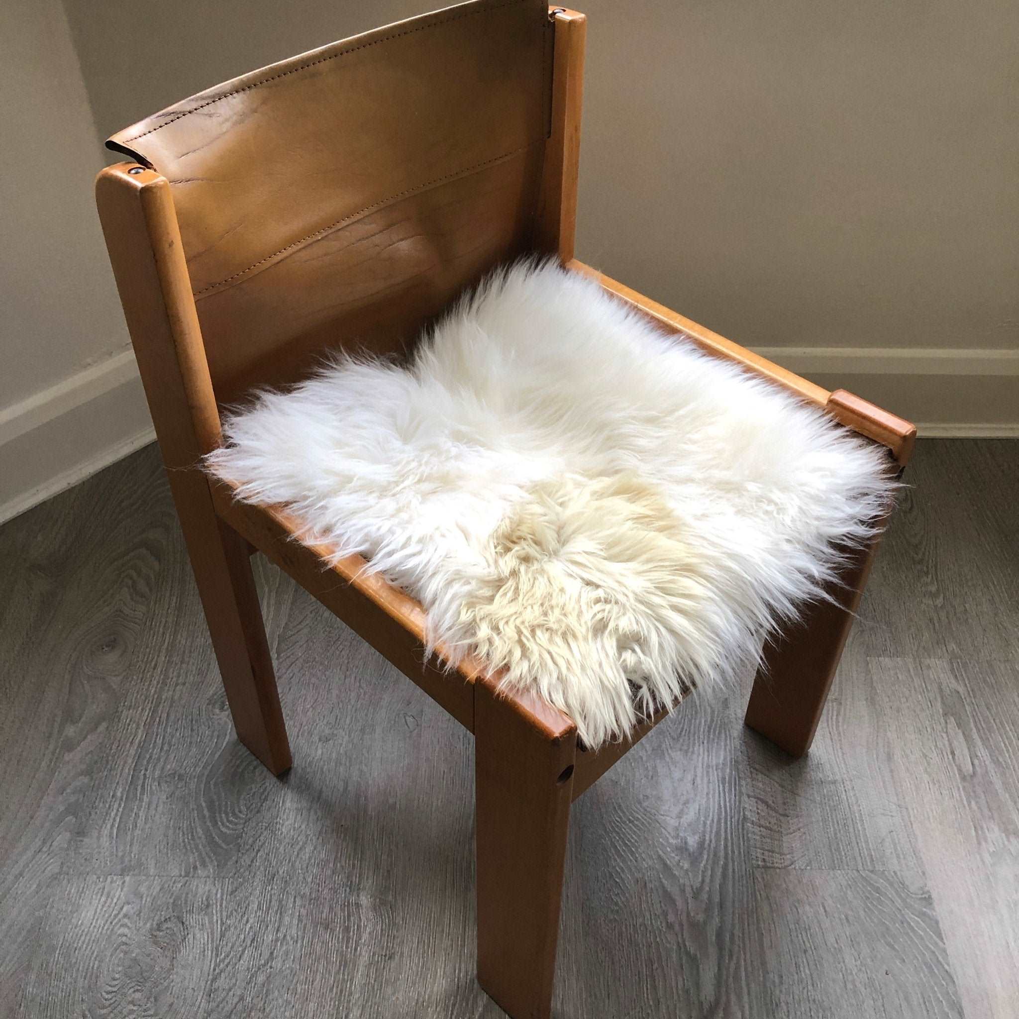 100% Genuine Real Sheepskin Seat Pad British Square 37cm Lights Cream / Browns - Wildash London