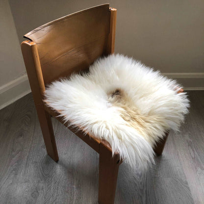 100% Genuine Real Sheepskin Seat Pad British Square 37cm Lights Cream / Browns - Wildash London