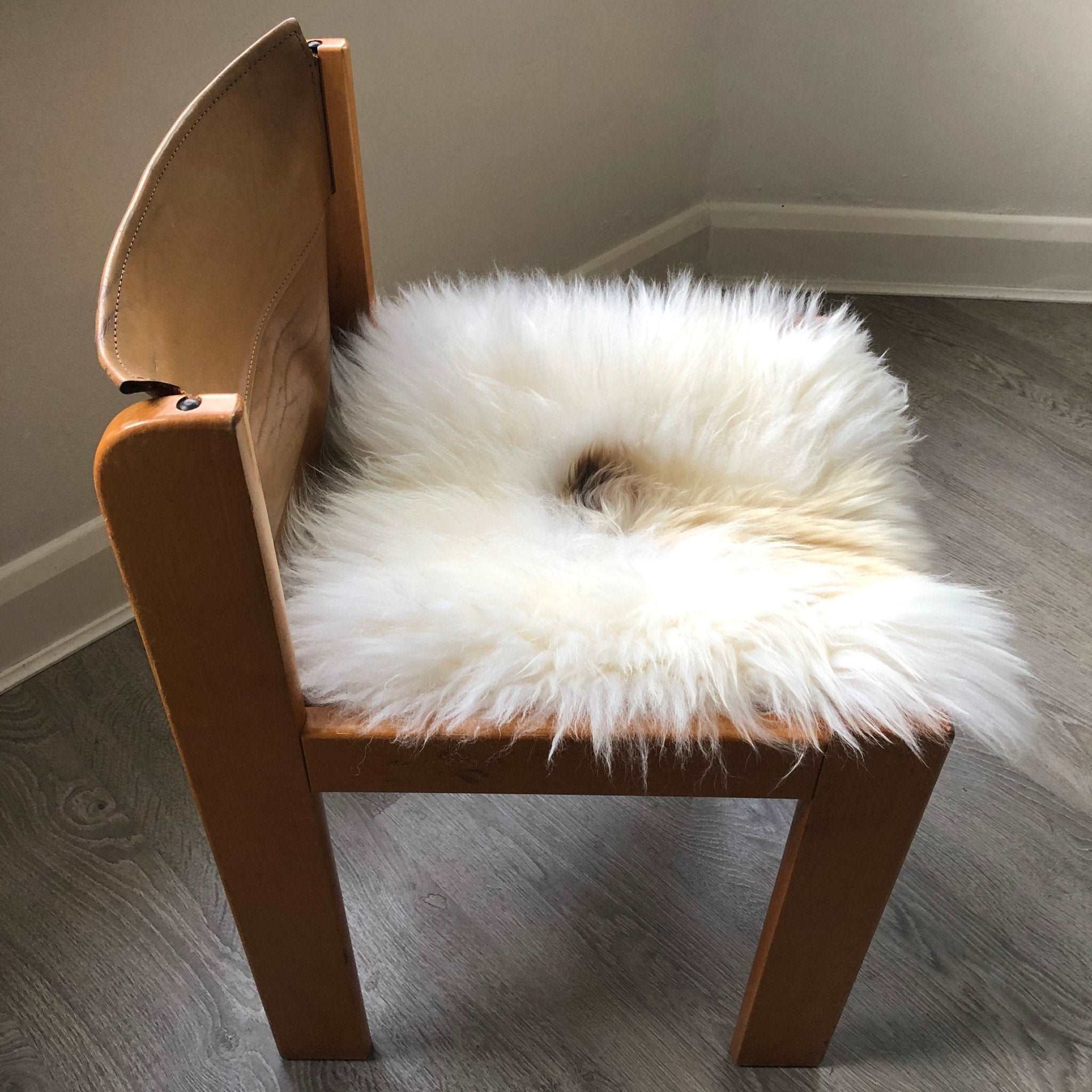 100% Genuine Real Sheepskin Seat Pad British Square 37cm Lights Cream / Browns - Wildash London