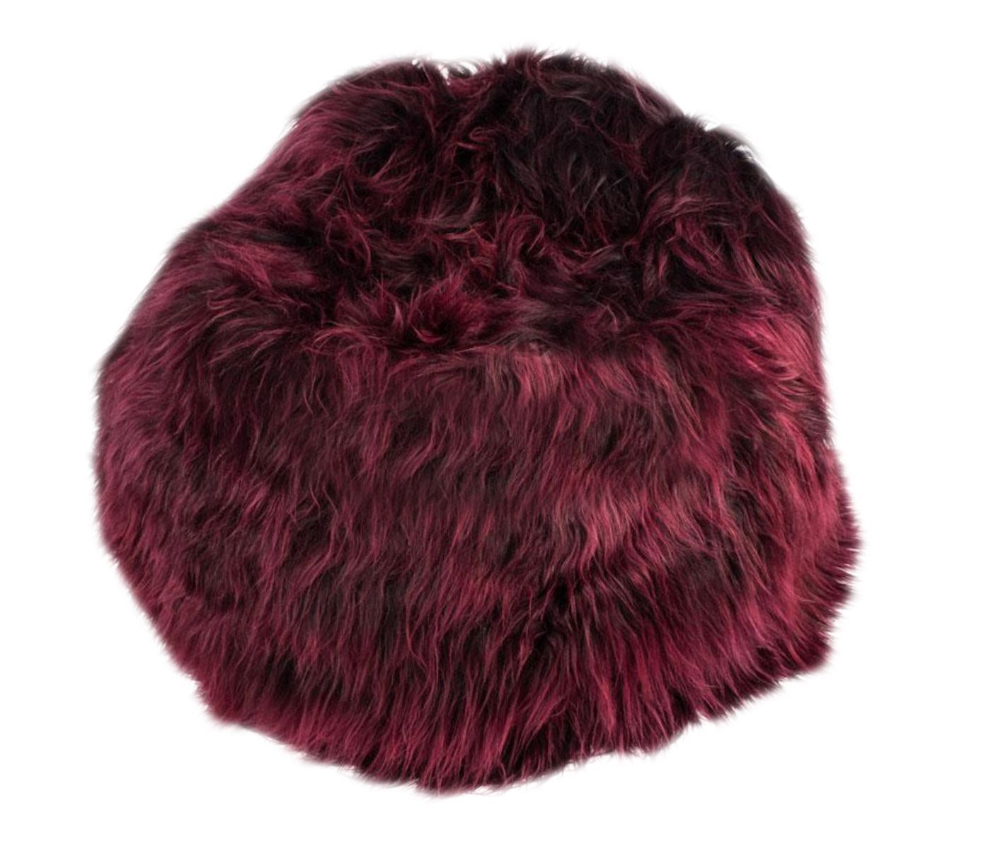 100% Icelandic Longhair Sheepskin Beanbag Chair Burgundy - Wildash London