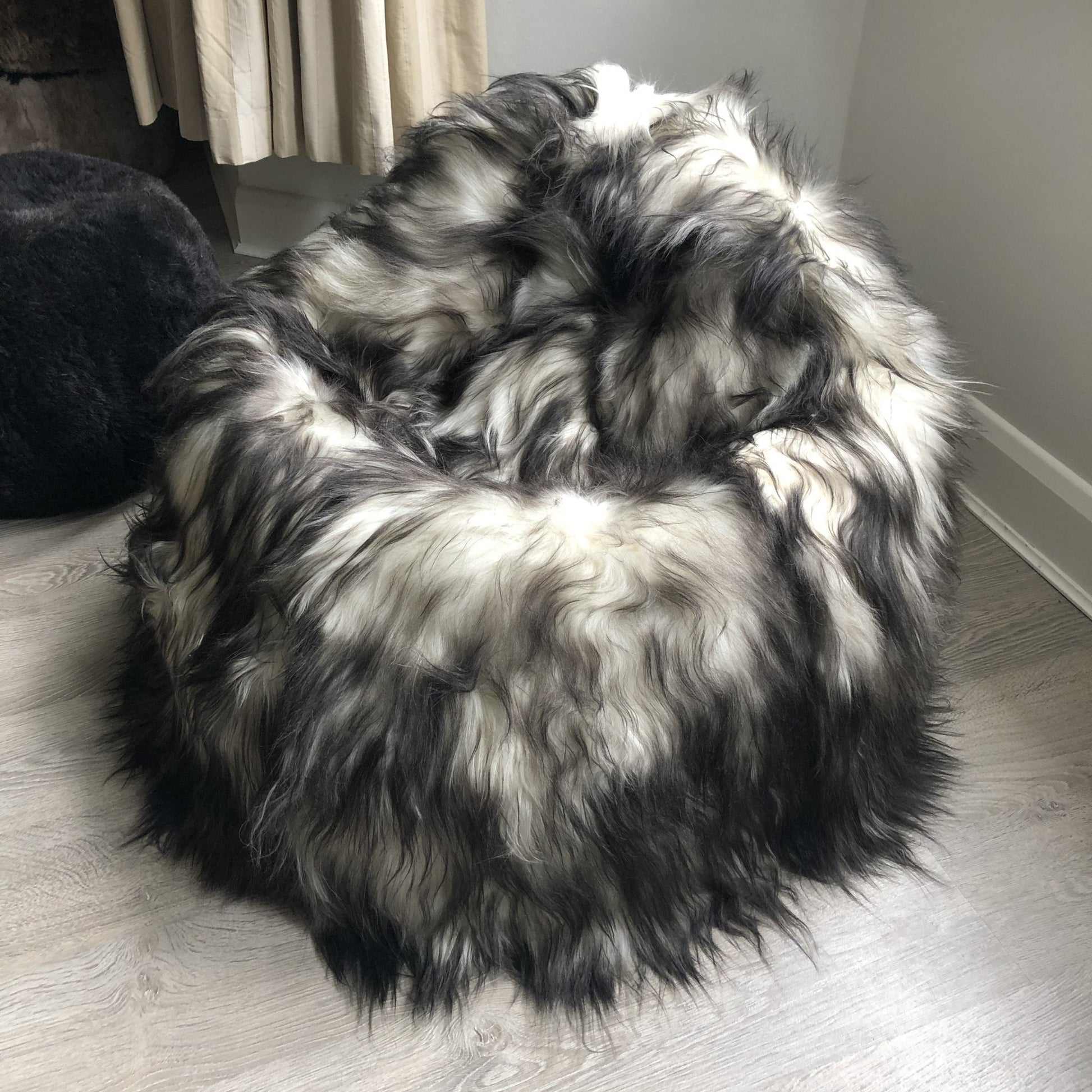 100% Icelandic Longhair Sheepskin Beanbag Chair Timberwolf | Large | IN STOCK - Wildash London