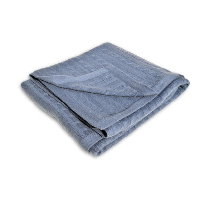 100% Pure Cashmere Throw in Heritage Cable Knit Highland Heather - Wildash London