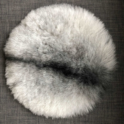 100% Real Sheepskin Seat Pad Icelandic Roundie 35cm Natural Greys Shorn Undyed 50mm - Wildash London