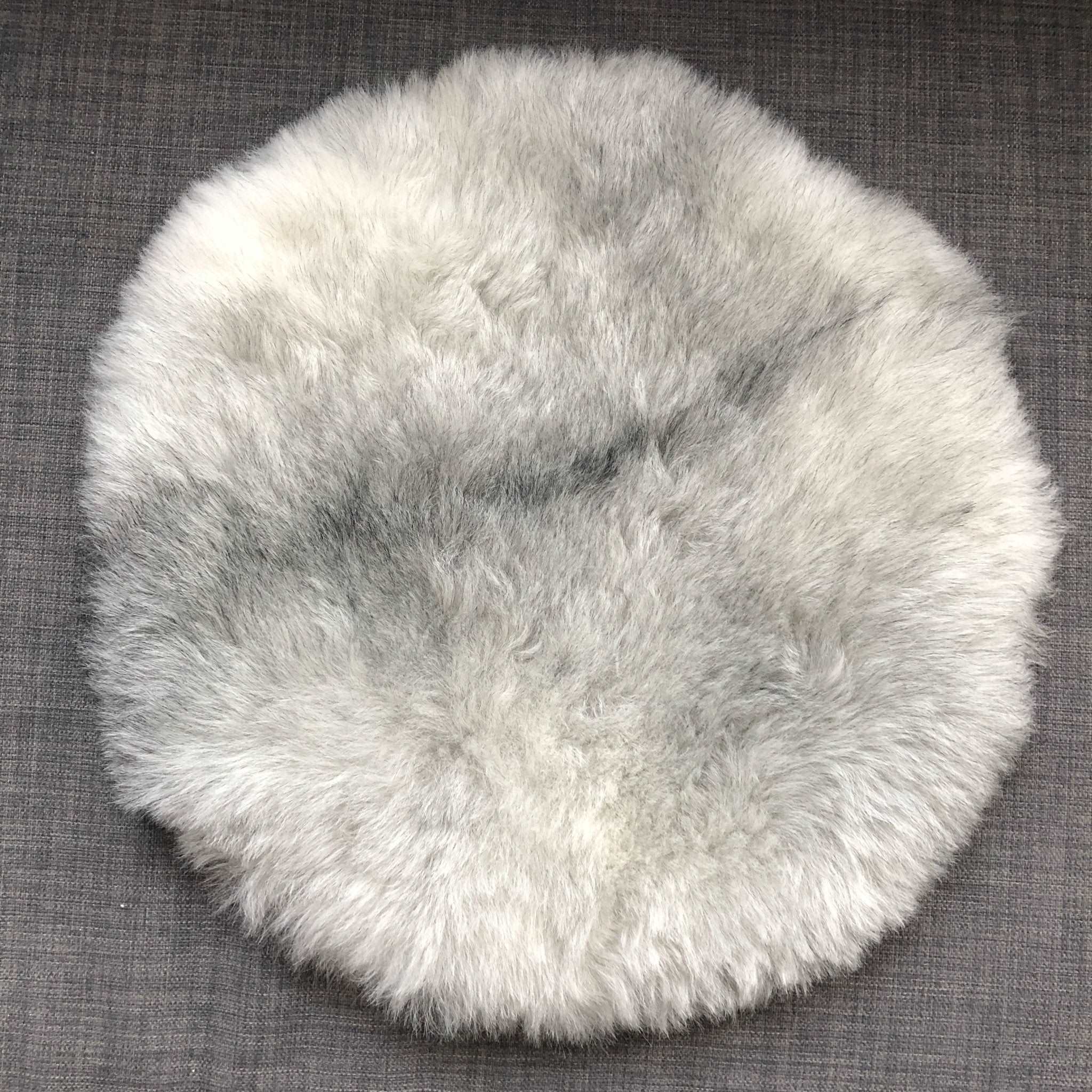 100% Real Sheepskin Seat Pad Icelandic Roundie 35cm Natural Greys Shorn Undyed 50mm - Wildash London