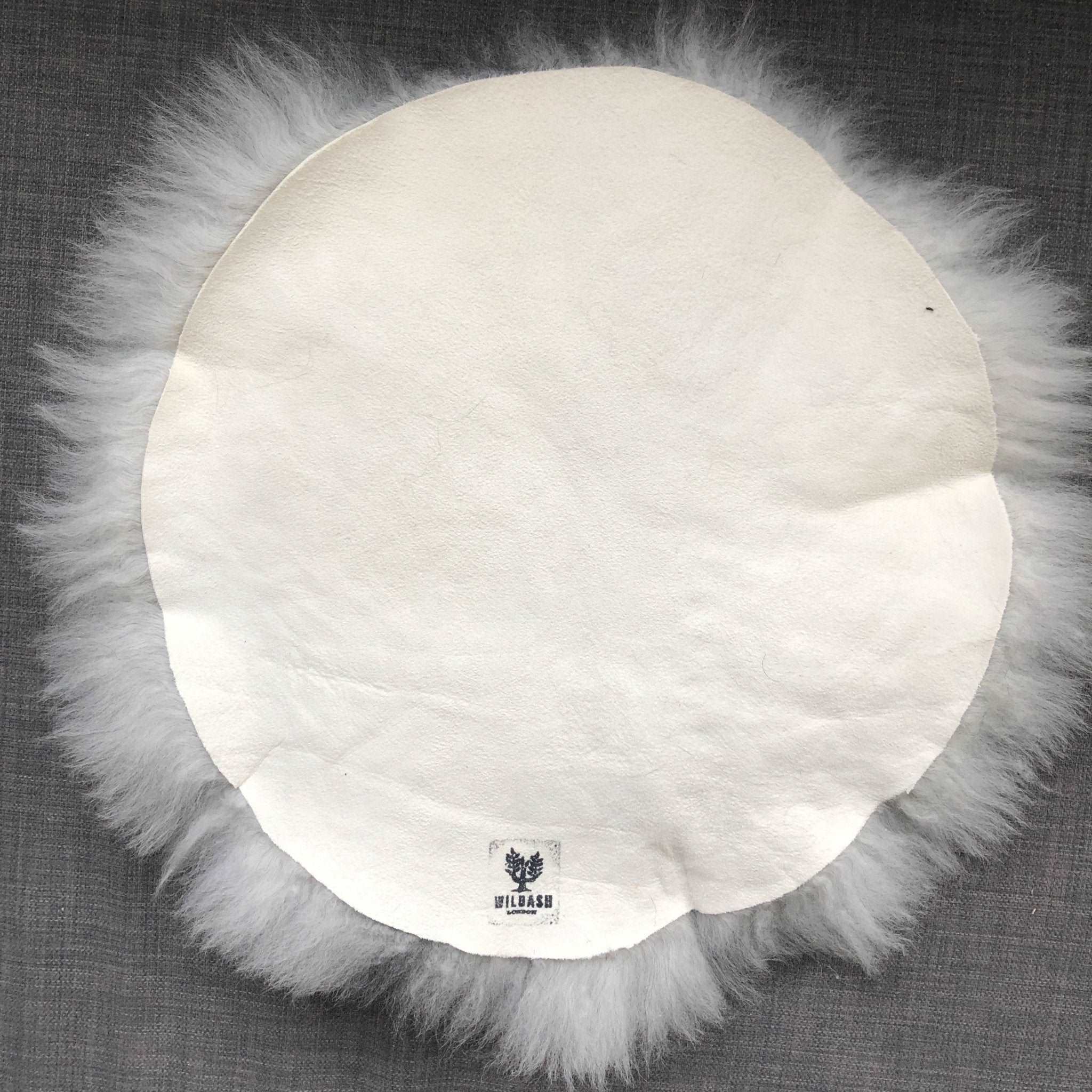 100% Real Sheepskin Seat Pad Icelandic Roundie 35cm Natural Greys Shorn Undyed 50mm - Wildash London