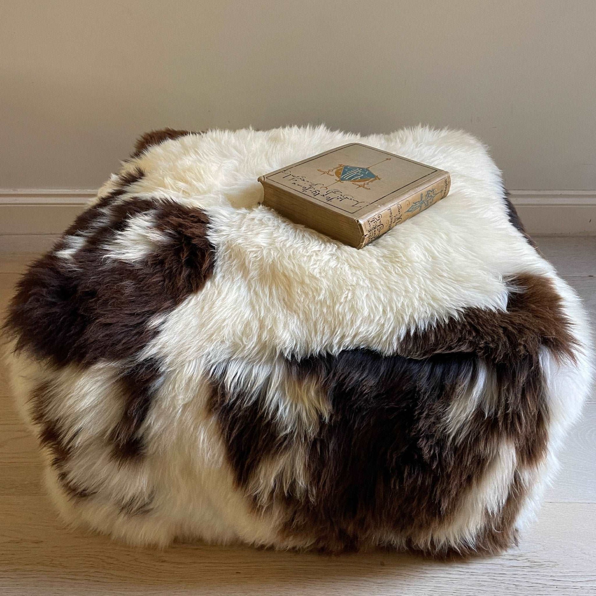 All Squared Up Sheepskin Floor Cushion - British Rare Breed Spotted - Wildash London