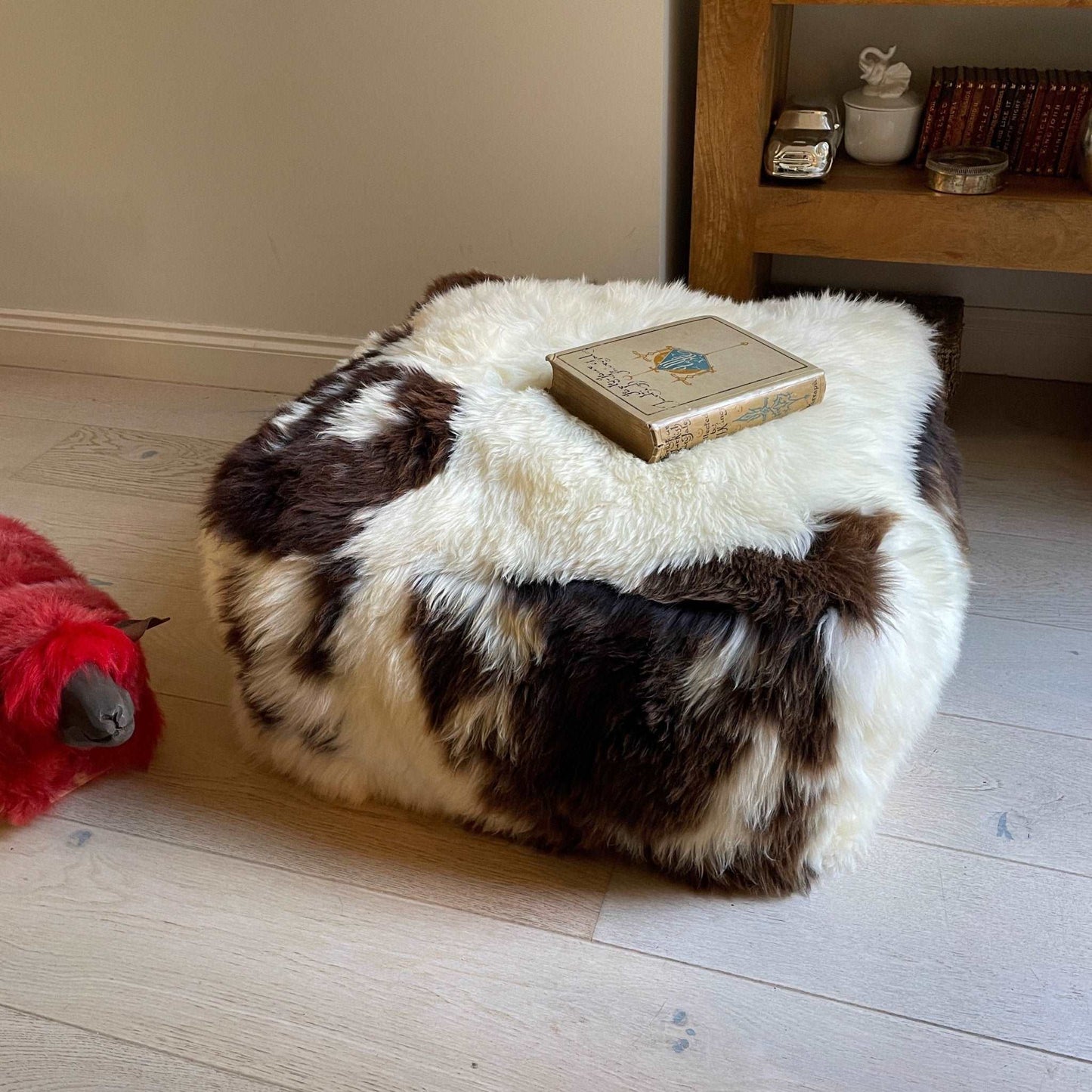 All Squared Up Sheepskin Floor Cushion - British Rare Breed Spotted - Wildash London
