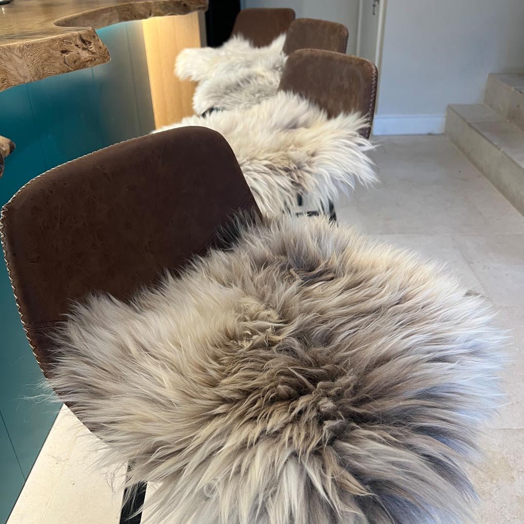 British Rare Breed Sheepskin Seat Covers Natural Light Melange | Set of 4 | Square 37cm BRB2302 - Wildash London