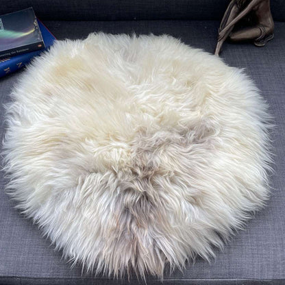 British Sheepskin Roundie Brindle Mix Natural ::: 45cm Seat Cover - Wildash London