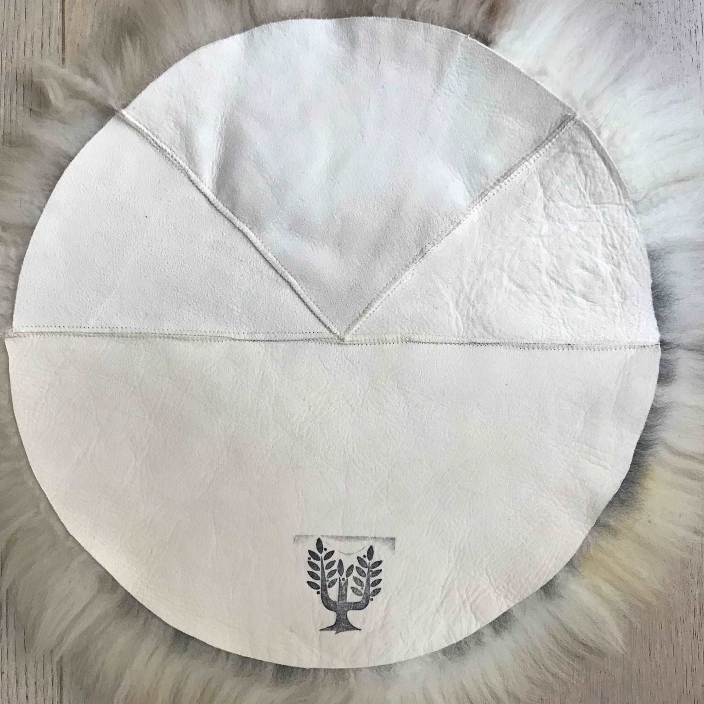 British Sheepskin Roundie Brindle Mix Natural ::: Seat Cover 35cm - Wildash London