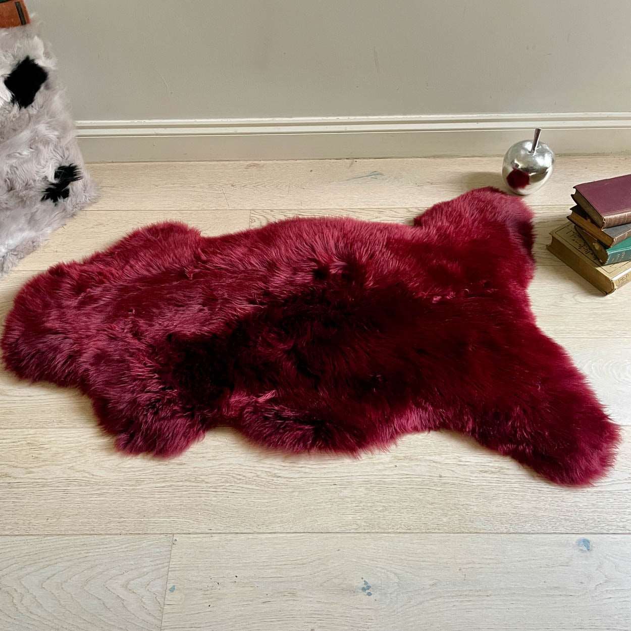 British Sheepskin Rug | Fleece Throw | Bordeaux Red - Wildash London