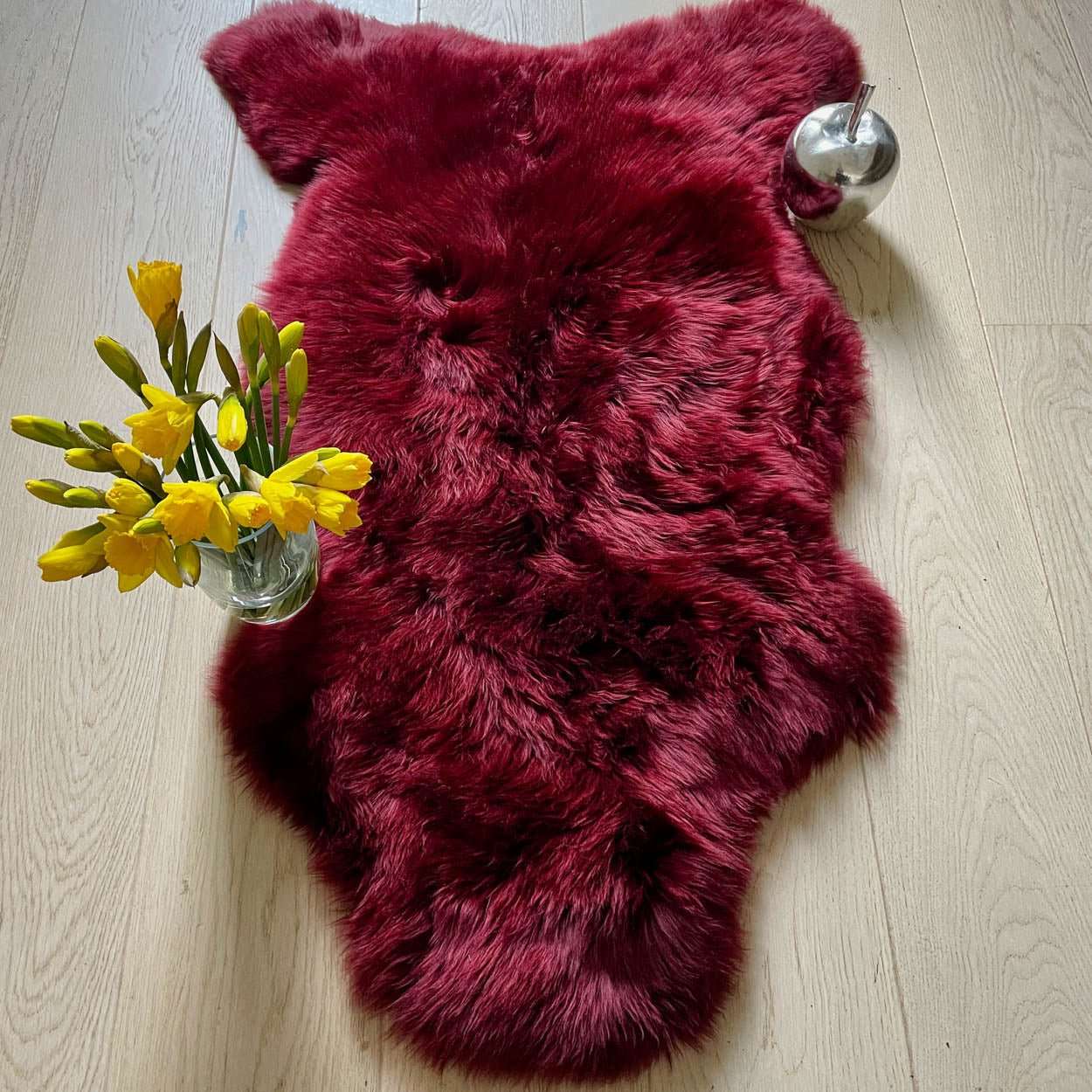 British Sheepskin Rug | Fleece Throw | Bordeaux Red - Wildash London